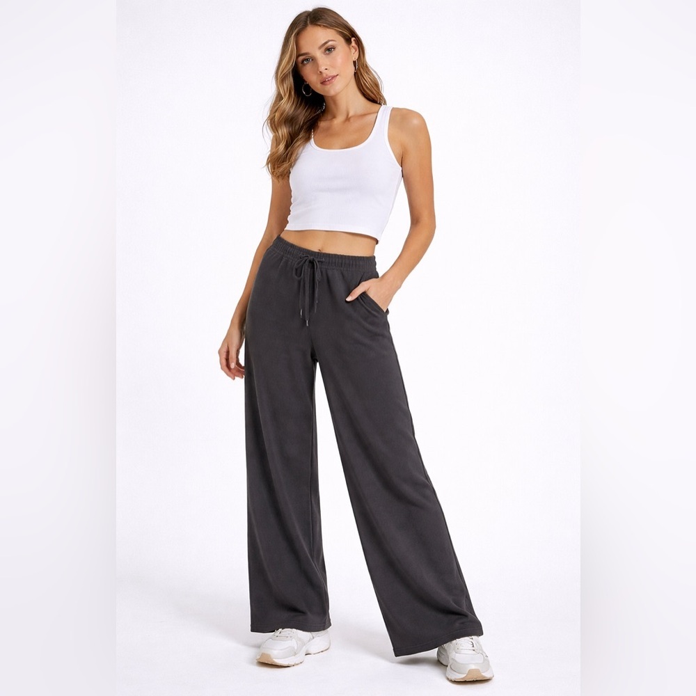 TNA Wide Leg Lounge Pants – Size M – Charcoal Grey